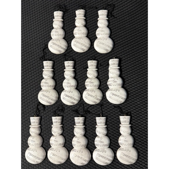 Other - Music Sheet Snowman Ornaments Musical Notes Set of 12 Musician 4" Christmas